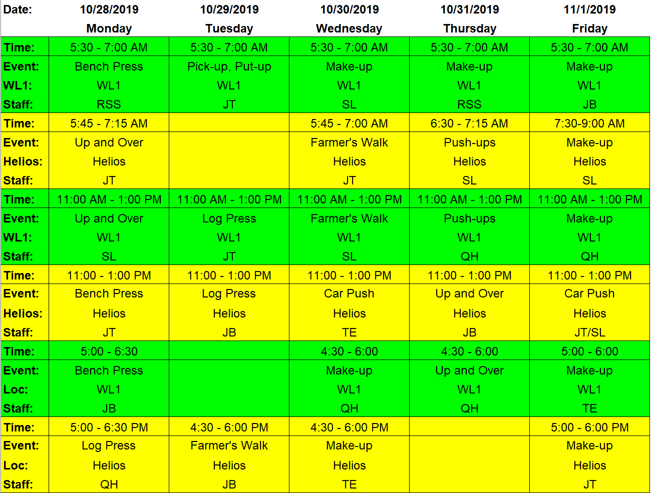 SOS Schedule